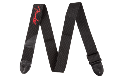 FENDER-Black Poly Strap-Red Fender Logo